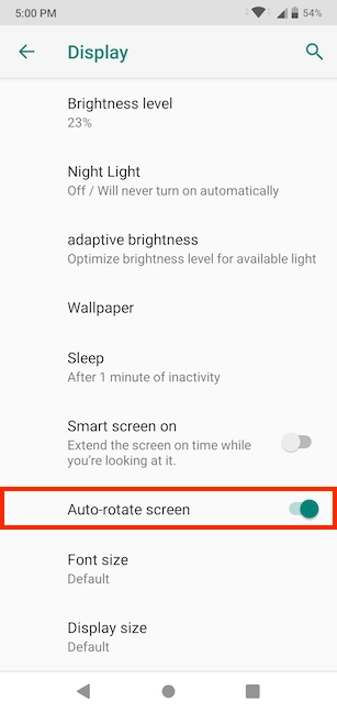 Activate Auto-rotate screen