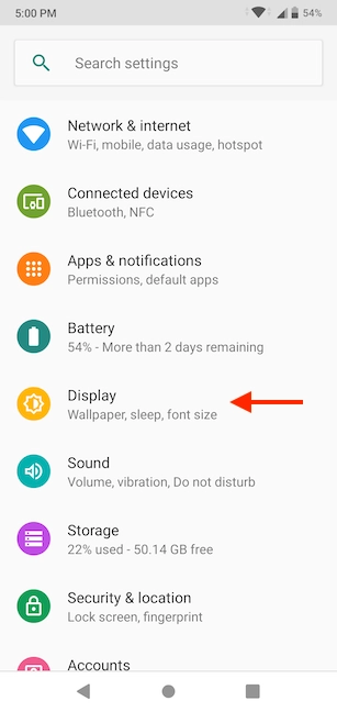 Access Display Settings