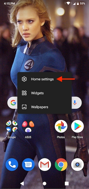 Access the Home settings