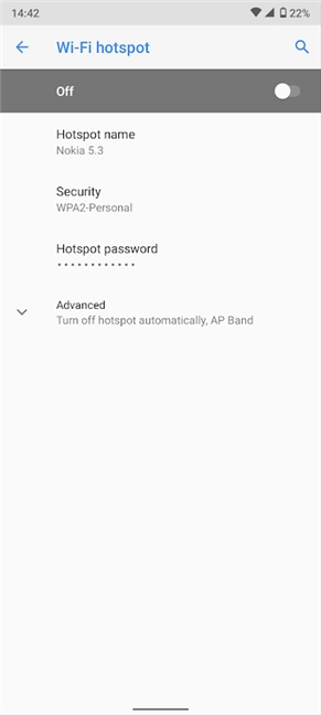 Wi-Fi hotspot settings