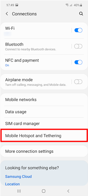 Tap on Mobile Hotspot and Tethering