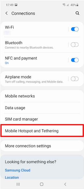 Tap on Mobile Hotspot and Tethering