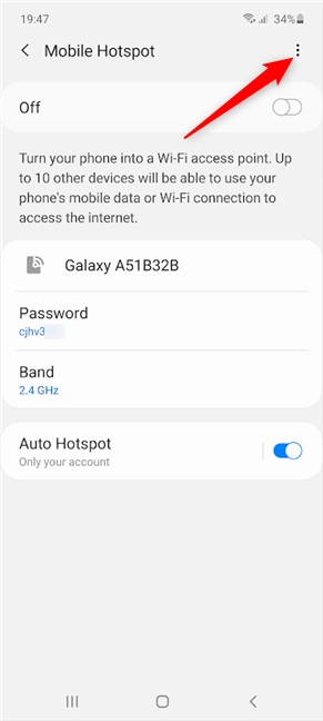 Access More option to configure your Samsung Hotspot