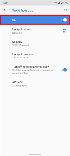 Turn On the Android Hotspot