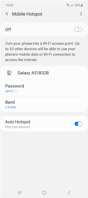 Mobile Hotspot settings