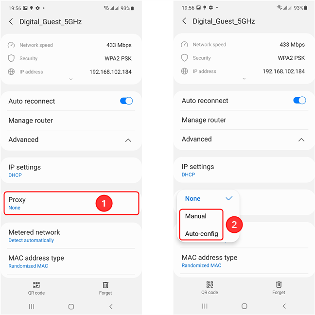 Tap on the Proxy section, then select the type of proxy configuration