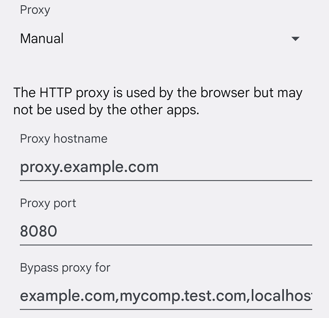 Proxy settings on Android devices