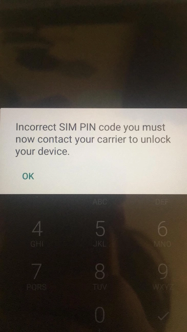The device is locked after inserting the wrong PIN