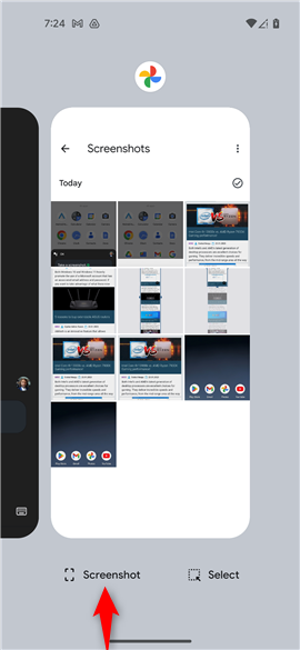 Tap Screenshot in the Recent Apps list
