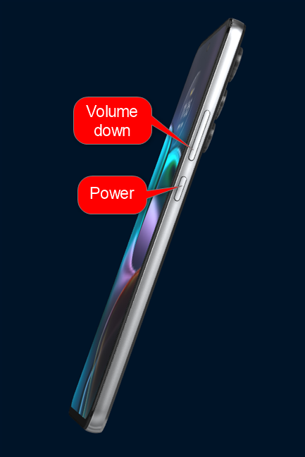 Press Volume Down and Power at the same time