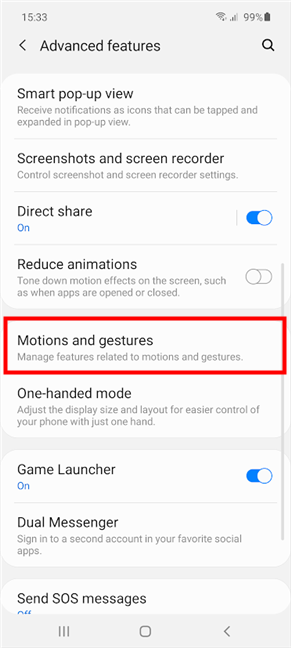 Tap Motions and gestures