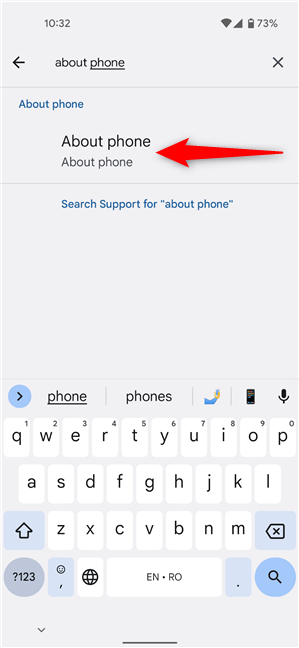 Search for About phone