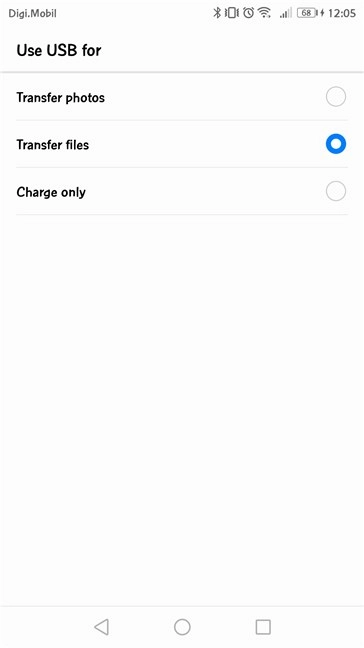 Choosing what to do with the USB connection, on your Android smartphone