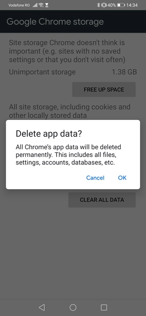 Confirm Chrome's reset process