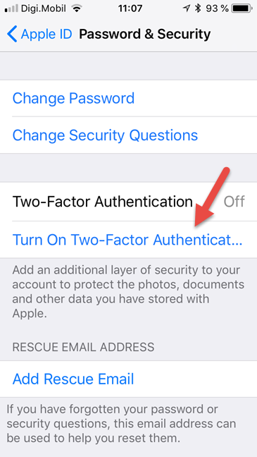 Apple ID, two step authentication