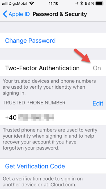 Apple ID, two step authentication