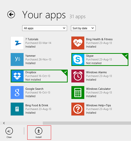 Windows 8.1, apps, list, Store, installed, not installed