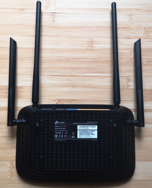 The bottom of the TP-Link Archer C6 AC1200 wireless router