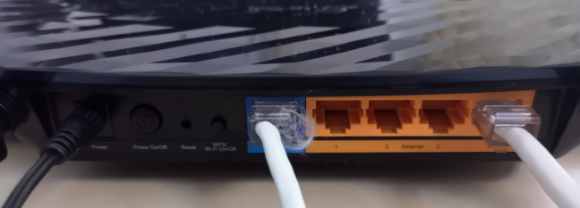 The ports on the back of the TP-Link Archer C6 wireless router
