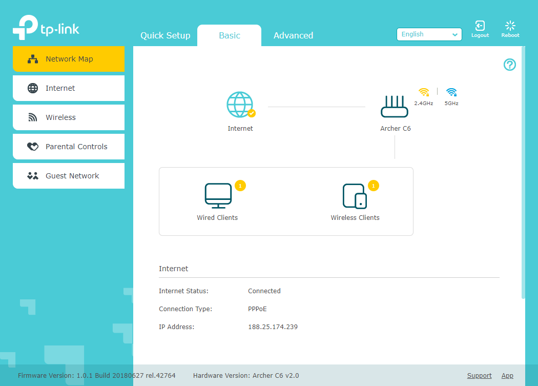 The basic settings offered by TP-Link Archer C6