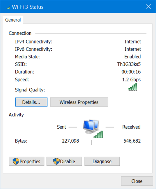The Wi-Fi connection with TP-Link Archer TX3000E on Windows 10
