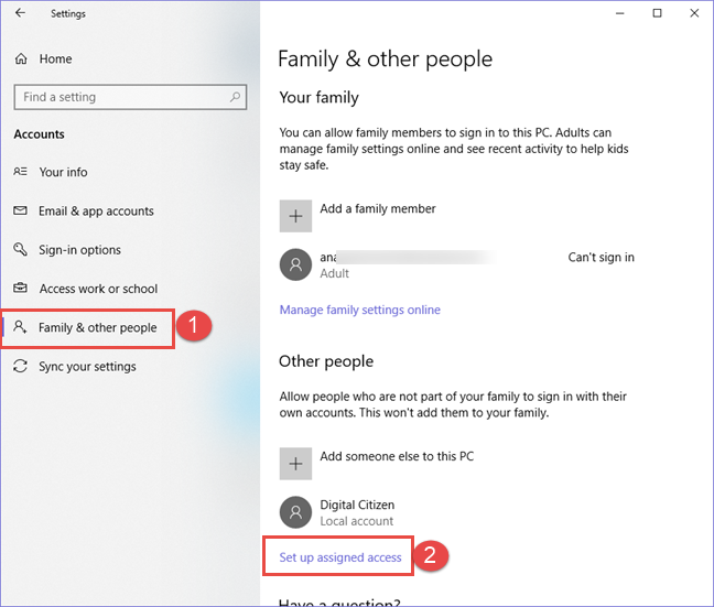 Windows 10, assigned access