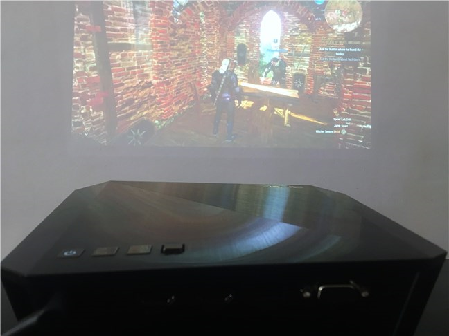 Playing Witcher 3 on the ASUS F1 Full HD LED projector