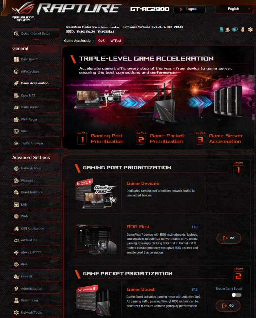 Game Acceleration features on the ASUS ROG Rapture GT-AC2900