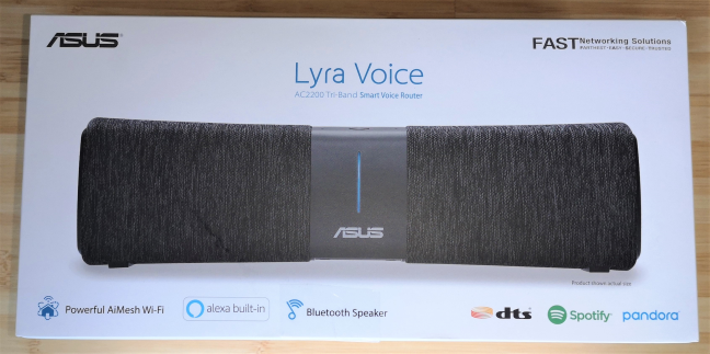 The packaging of the ASUS Lyra Voice