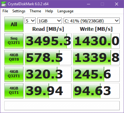 ASUS Mini PC PB60G benchmark results in CrystalDiskMark