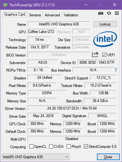 The integrated graphics chip on the ASUS Mini PC PB60G