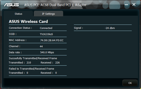 asus pce ac68 driver keeps initializing