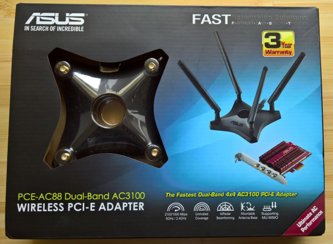 ASUS PCE-AC88, wireless, PCI-Express, PCIe, network, card, adapter, 802.11ac