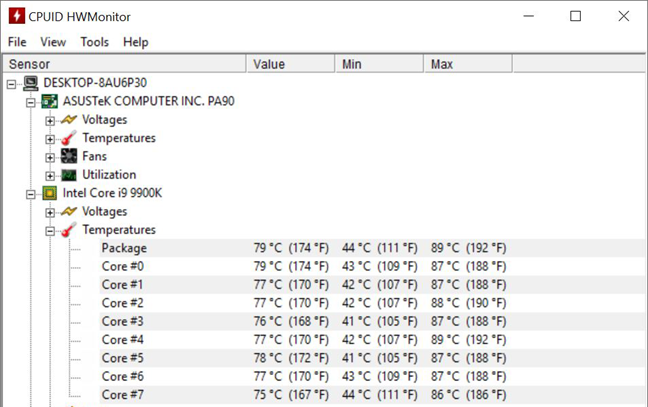 ASUS Mini PC ProArt PA90 - temperatures under load