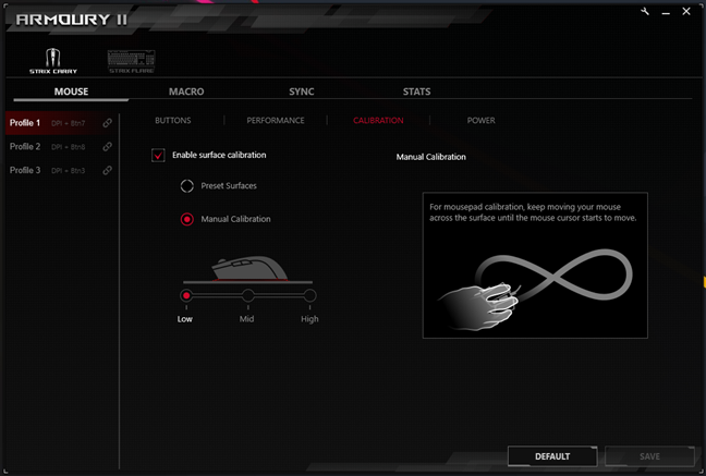 Armoury II surface calibration