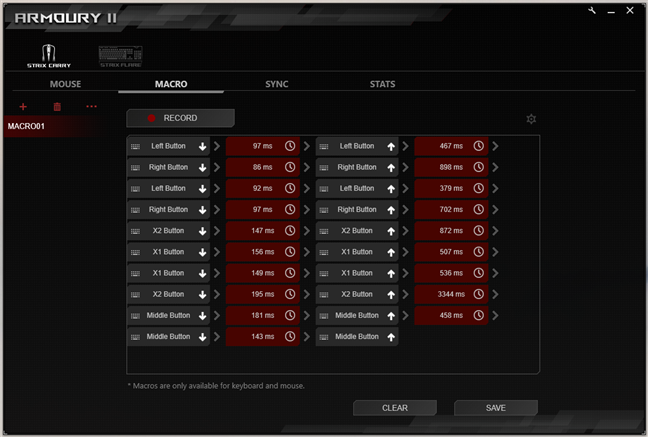 Recording macros for the ASUS ROG Strix Carry