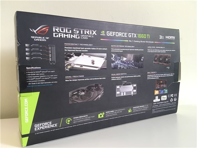 ASUS ROG STRIX GTX 1660 Ti GAMING OC - The back side of the box