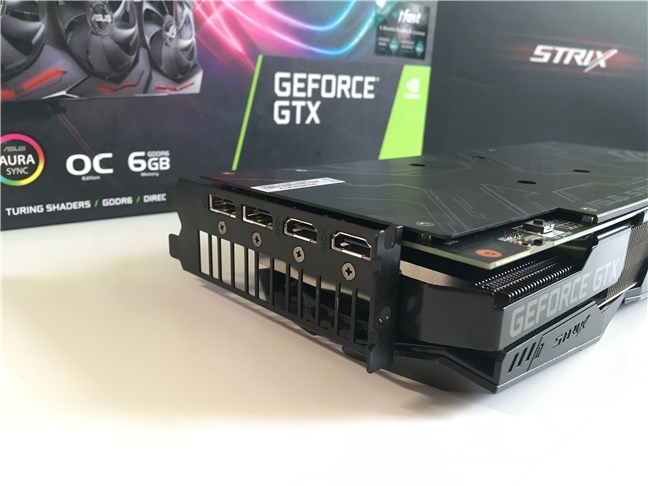 The ports on the ASUS ROG STRIX GTX 1660 Ti GAMING OC