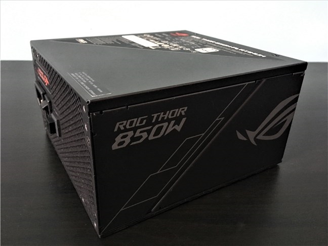 ASUS ROG Thor 850W Platinum PSU seen from a side