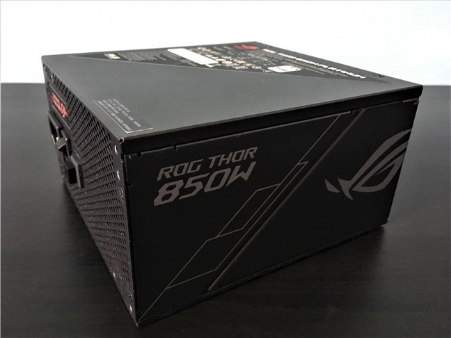 ASUS ROG Thor 850W Platinum PSU seen from a side