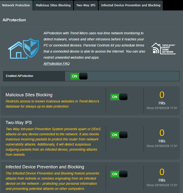 ASUS firmware - Turn on Infected Device Prevention and Blocking