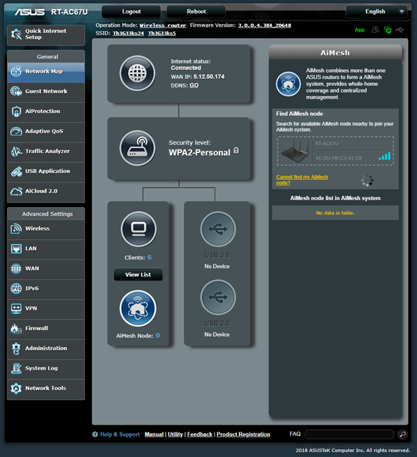 The firmware on the ASUS RT-AC67U