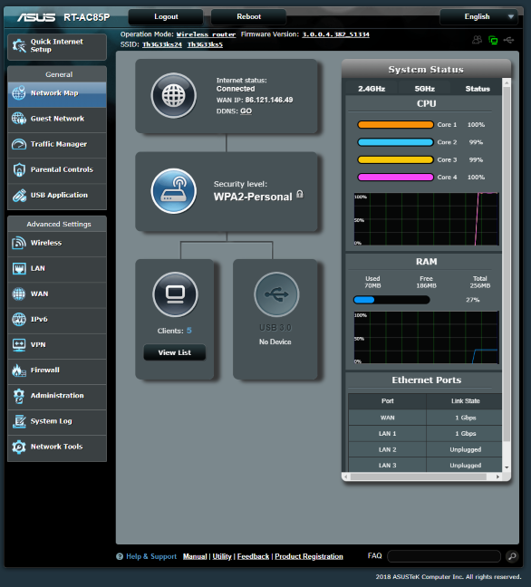 The firmware on the ASUS RT-AC85P