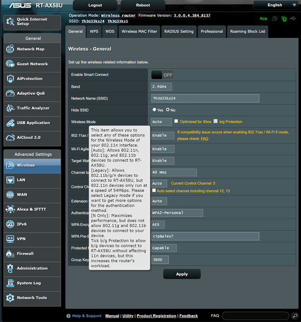 Finding out more about specific settings