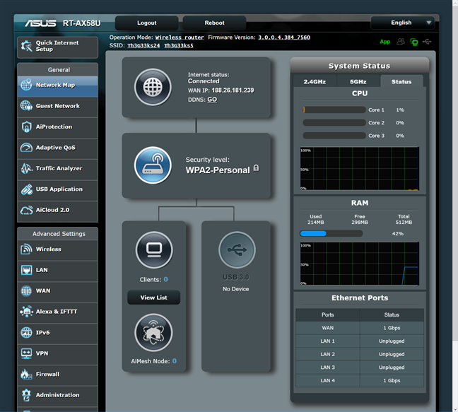 The firmware of the ASUS RT-AX58U