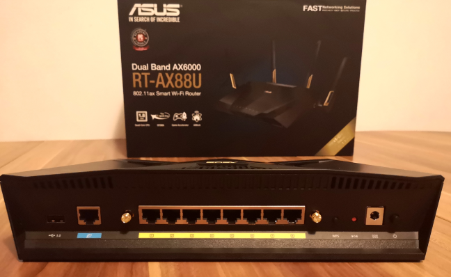 The ports on the back of the ASUS RT-AX88U