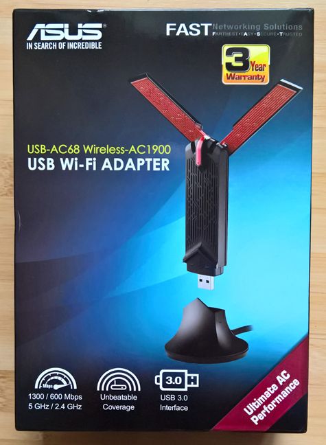 ASUS USB-AC68, adapter, network, wireless, WiFi, USB 3.0