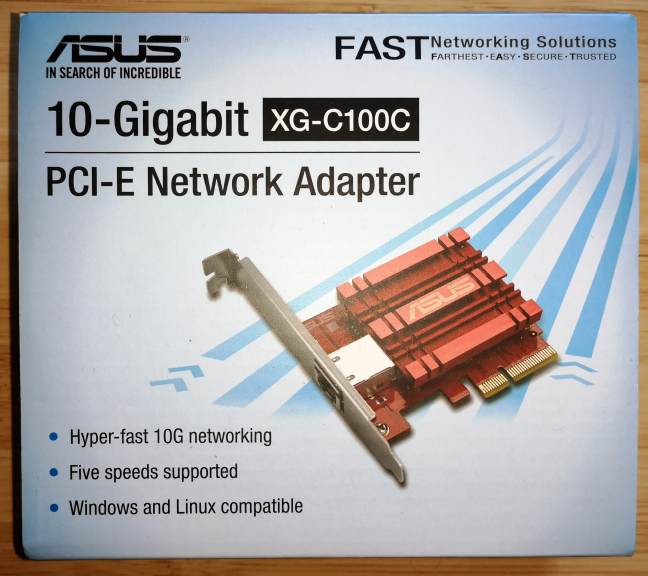 The package of the ASUS XG-C100C network adapter