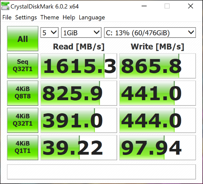 ASUS ZenBook Pro Duo - CrystalDiskMark results