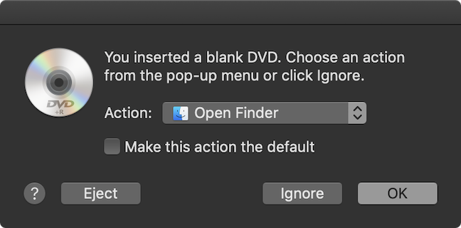Choose an action for your blank DVD.